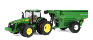 ERT85055 - JOHN DEERE 8R 340 avec remorque à grains verte J&M