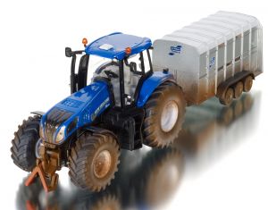 SIK8607 - NEW HOLLAND T8.390 avec bétaillère Ifor Williams 3 essieux version salie