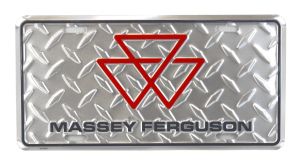 96124 - Plaque métallique MASSEY FERGUSON Argent – 30 x 15 cm