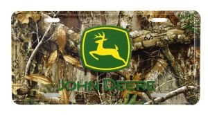 97055 - Plaque métallique camouflage avec logo JOHN DEERE - 15x30 cm