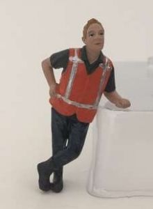 Personnage de chantier accoudé