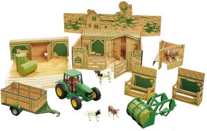 BRI43257 - Coffret  ma ferme avec tracteur JOHN DEERE accessoires et animaux box en carton à assembler