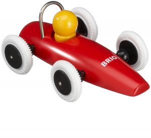 Voiture de course rouge en bois