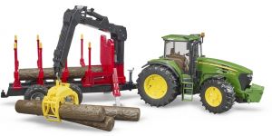 JOHN DEERE 7930 avec remorque forestière et rondins