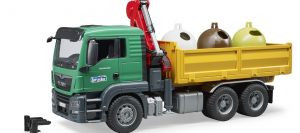 MAN TGS Benne avec grue et conteneurs à bouteilles