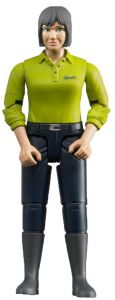Femme brune avec chemise verte et pantalon bleu foncé Ech:1/16