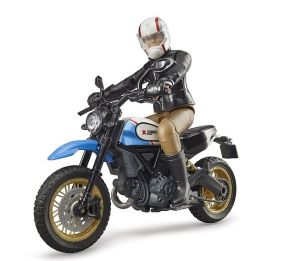 BRU63051 - DUCATI SCRAMBLER Blanche/bleue avec personnage