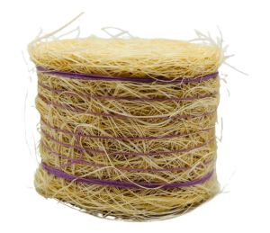 CW0273 - Balle de paille ronde avec ficelle Violette - Diam: 4,8cm x larg. 3,6cm