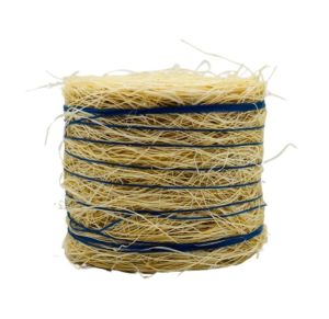 CW0282 - Balle de paille ronde avec ficelle bleu - Diam: 3,7 x 4,4 cm
