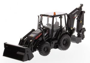 Tractopelle CATERPILLAR 420F2 IT Noir avec conducteur et boite métal