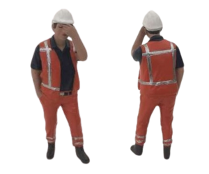 ADF32143 - Personnage de chantier se tenant la tête