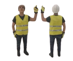 ADF32145 - Personnage de chantier levant le doigt