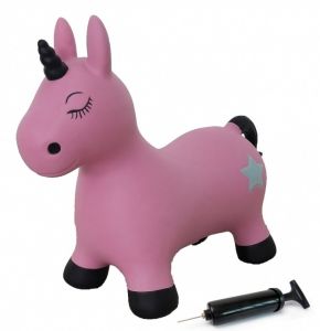 JAM460453 - Animal Licorne rebondissante rose avec pompe