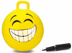 JAM460457 - Balle rebondissante Smiley jaune avec pompe