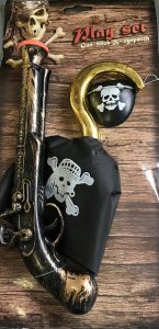 Kit de pirate boucanier avec crochet , fusil et accessoire