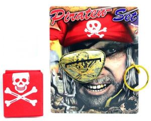 LPLI2200 - Kit de pirate avec un cache œil , boucle d'oreille et bandana