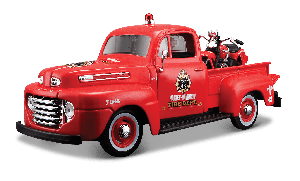 MST32191 - FORD F-1 Pick-up avec moto HARLEY DAVIDSON 1936 Pompier