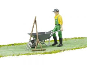 BRU62610 - Figurine agriculteur avec accessoires