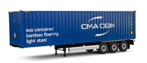 SOL2400507 - Remorque porte container 3 Essieux et Container CMA CGM