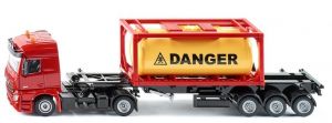 MERCEDES BENZ Arocs 4x2 avec semi porte container 3 essieux et container citerne
