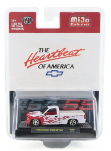 M2M-31500MJS58 - CHEVROLET C1500 SS454 Pick-up 1990 blanc avec flammes rouges