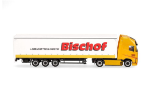 HER319348 - VOLVO FH GL XL electric 4x2 avec remorque rideaux avec hayon 3 essieux BISCHOF