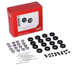 HER054973 - Pneus et essieux avant en deux parties chrome et noir - 8 sets