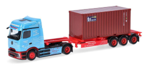 HER320658 - MERCEDES BENZ eActris 4x2 avec porte container 20 pieds 3 essieux FRANKENBACH