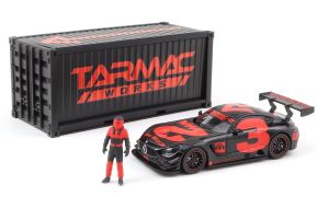 T64-008-4A3R - MERCEDES AMG GT3 #3 2018 avec container et figurine Rouge et noir