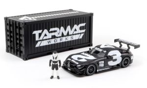 T64-008-4A3W - MERCEDES AMG GT3 #3 2018 avec container et figurine Noir et Blanc
