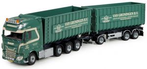 DAF XF Super Space Cab porteur remorque bennes déposables Van Groningen
