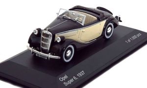 OPEL Super 6 1937 cabriolet noir portes beiges