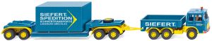 MAN 19.230 6x4 avec semi surbaissée 2 essieux chargée d'un container et dolly 2 essieux Siefert Spedition