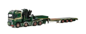 WSI01-2651 - VOLVO FH4 GLOBETROTTER 8x4 avec fassi 1300 et plateau surbaissé 3 essieux SCT TRANSPORT