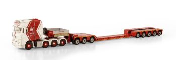 WSI01-3627 - MERCEDES ACTROS MP4 SLT BIGSPACE 8x4 avec plateau surbaissé 5 essieux et dolly 3 essieux ANDRE VOSS