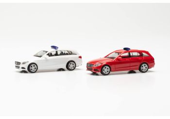 Kit de 2 voitures MERCEDES-BENZ C-Klasse blanche et rouge
