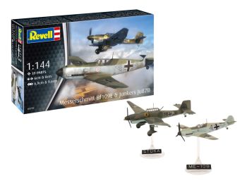 REV03770 - 2 avions militaires MESSERSCHMITT Bf109E & Junkers à assembler et à peindre