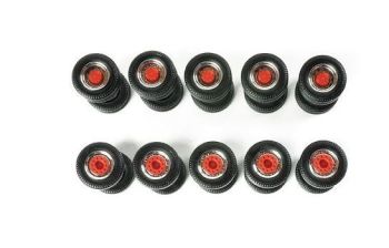HER052603 - 10 jeux de pneus avec jantes double direction pour camion - Chromés et rouges