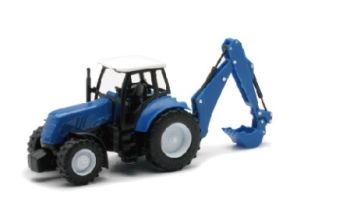 Tracteur avec pelle retro bleu