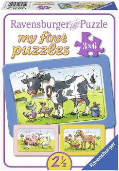 RAV06571 - Mes premiers puzzles - 3 puzzles 6 pièces - les bons amis animaux