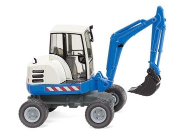 WIK065807 - Mini pelle sur pneus bleue et blanche