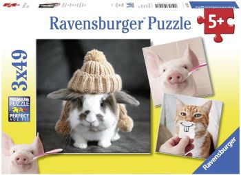RAV080281 - 3 Puzzles 49 Pièces Portraits amusants d'animaux