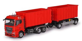 CONSET10019 - MAN TGX GM 6x2 porteur à benne basculante et benne 1+1 Essieux rouge