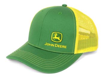 JA1308-3359-GR - Casquette JOHN DERRE verte avec arrière en maille jaune