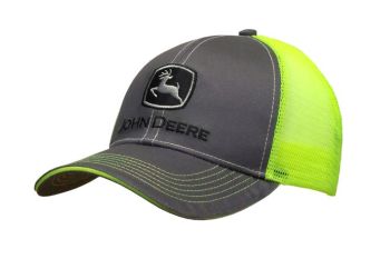 MC13080411CH - Casquette avec filet arrière JOHN DEERE Grise et jaune fluo
