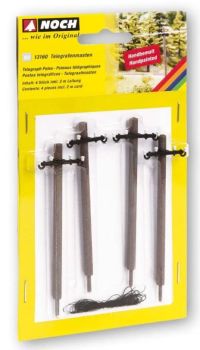 NOC13160 - 4 Poteaux télégraphiques avec câble