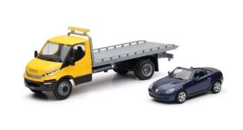 NEW16233A - Camion IVECO porte voiture avec MERCEDES SLK 350 bleu