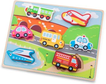 NCT10520 - Puzzle 7 pièces véhicules de transport en bois