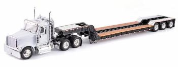 TON13005 - INTERNATIONAL 9900 6x4 DC Blanc Avec remorque porte engins 3 Essieux Ech:1/53