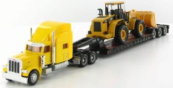 NOR55417 - PETERBILT 389 Jaune Avec porte Engins 3 Essieux et Chargeur 950G CATERPILLAR Ech:1/87